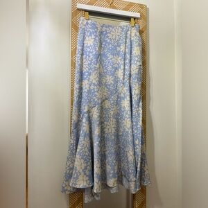 Who What Wear Blue and Cream Floral Maxi Skirt